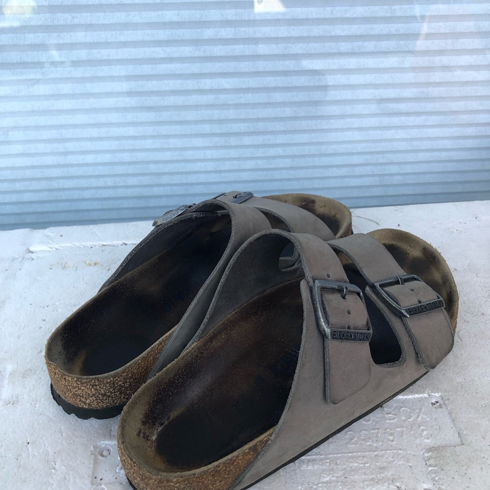 Birkenstock Arizona Two Strap Vegan Sandals Dust Grey Taupe Mens 6Womens 8 - Picture 6 of 15